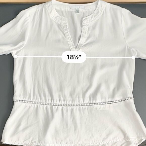 Fourteenth Place White Peplum Ladder Lace Blouse in White Lyocell - Picture 7 of 10